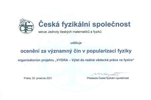 Ocenění Českou fyzikální společností, 2021